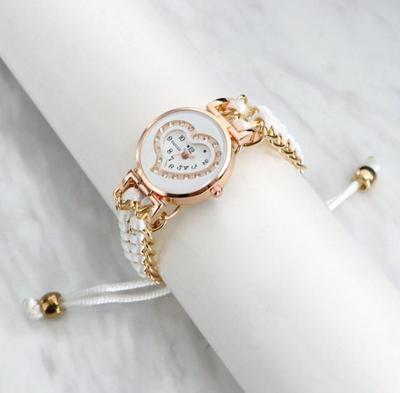 Heart Shape Braided Bracelet Watch for Women
